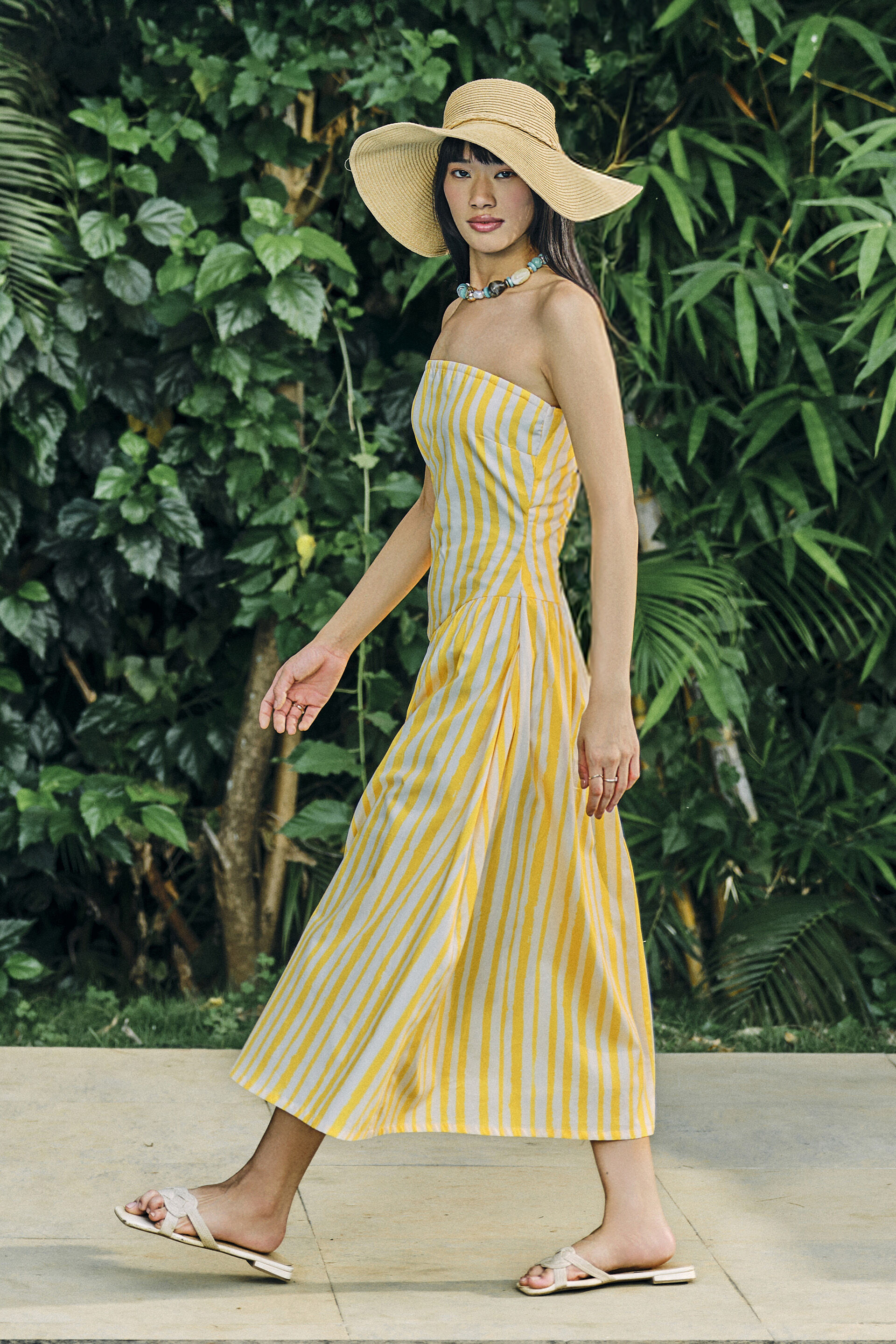 Karyne Striped Cotton Dress, Yellow, image 3